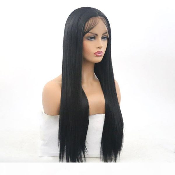 

fashion european and american straight hair wig lace wig black long hair straight hair full cover lace set, Black;brown