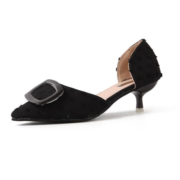 

shoes women pumps 2021 summer new fine heel shoes high pointed toe casual slip-on woman size 35-39, Black