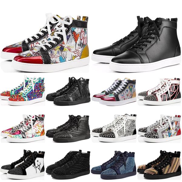 

with box red bottoms men women shoes studded spikes loafers sneakers suede leather flats mens trainers casual shoes jogging 35-47, Black