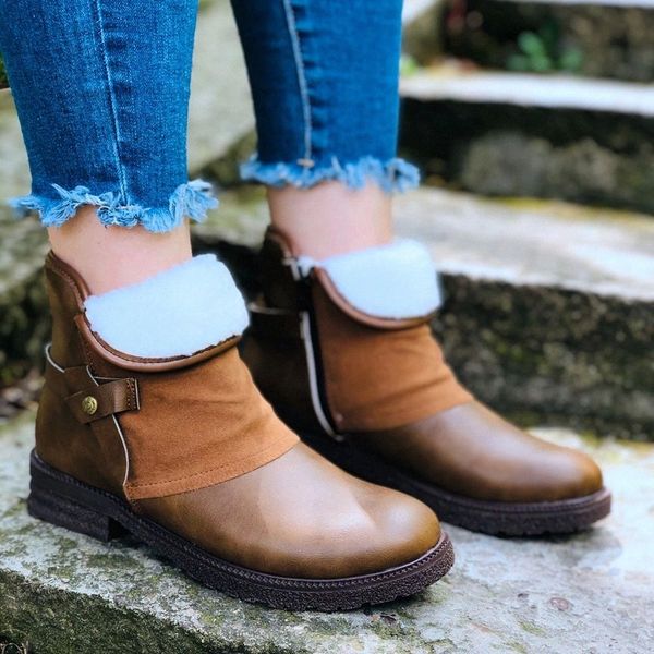 

2020 warm women ankle boots leather boots ladies soft plush shoes winter females casual shoes for woman botas de muje #oe4p, Black