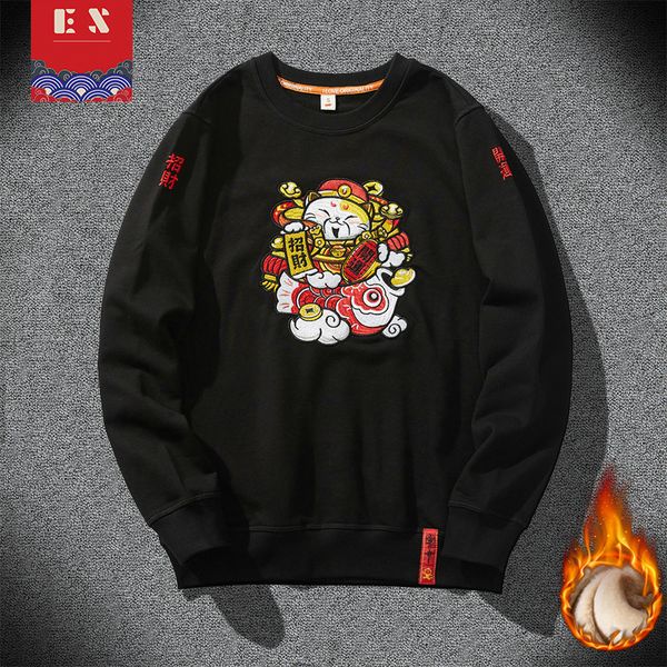 

2021 new manna chinese men hoodies embrodery retro sweatshirt man streetwear neck pullover cotton youth fall mm4y, Black