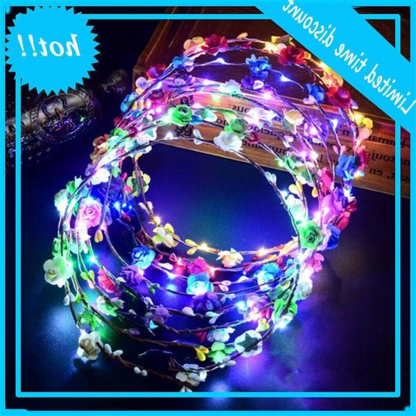 

led party headband flower hairdrop crown wedding christmas light up hair glowing crane