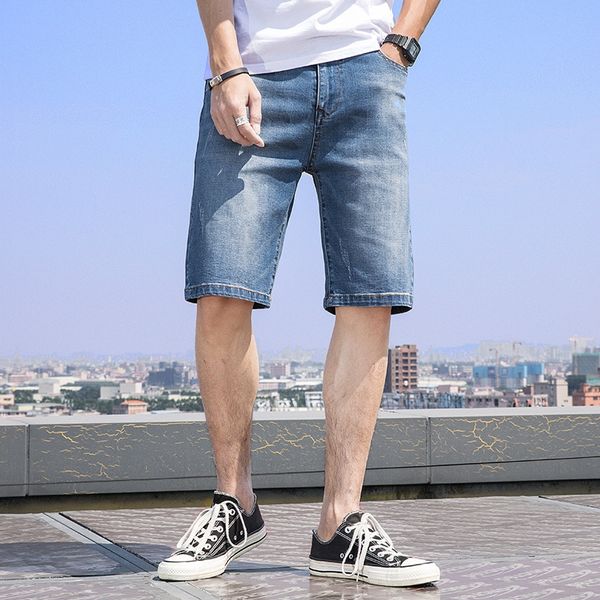 

summer denim and shortsshorts men's loose elastic fattening plus size men's shorts fashion trend five point pants straight pants l, Blue