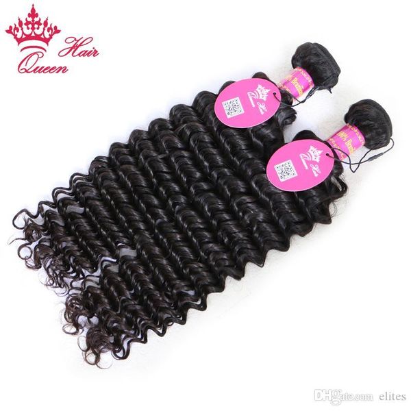

queen hair products brazilian curly virgin 2pcs deep wave virgin can be dyed brazilian human hair extension, Black