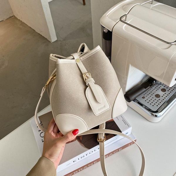 

shoulder bags patchwork bucket leather crossbody for women 2021 autumn bag large-capacity handbag ladies travel