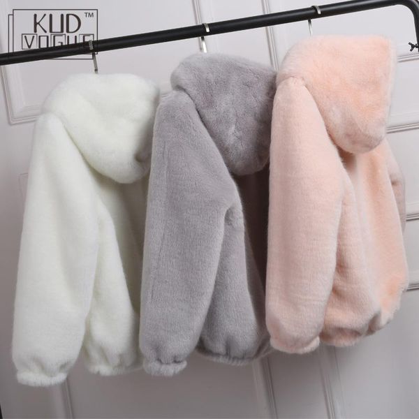 

winter warm new faux mink casual women faux fur coat hooded furry fake fur ladies jacket zipper pink outwear plus size, Black