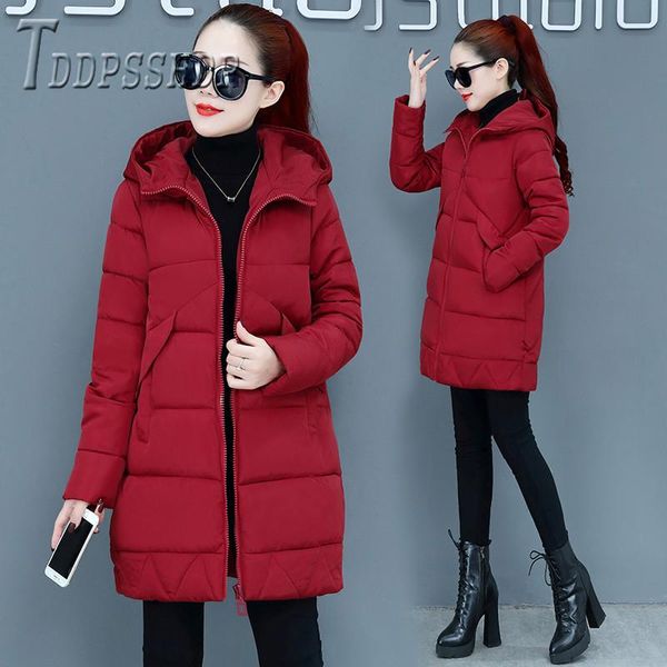 

plus size m-3xl winter women parka leisure style jacket hooded warm coat ladies overcoats, Black