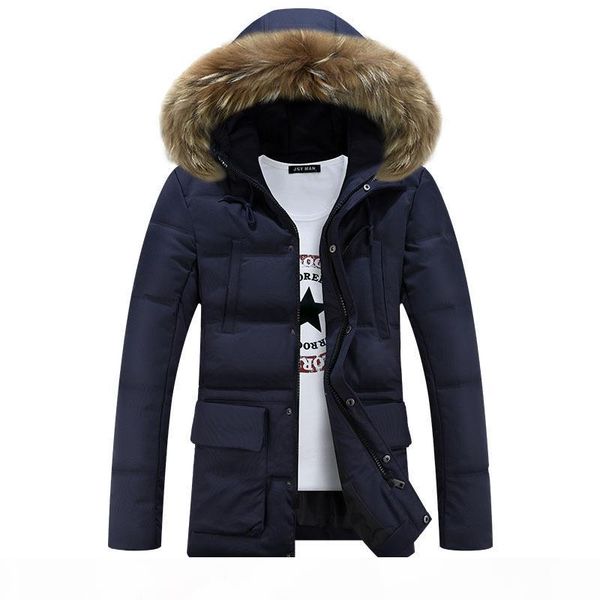 

long hoooded parka men 2017 warm winter jacket men fashion brand design solid manteau homme hiver big fur outwear army green 4xl, Black