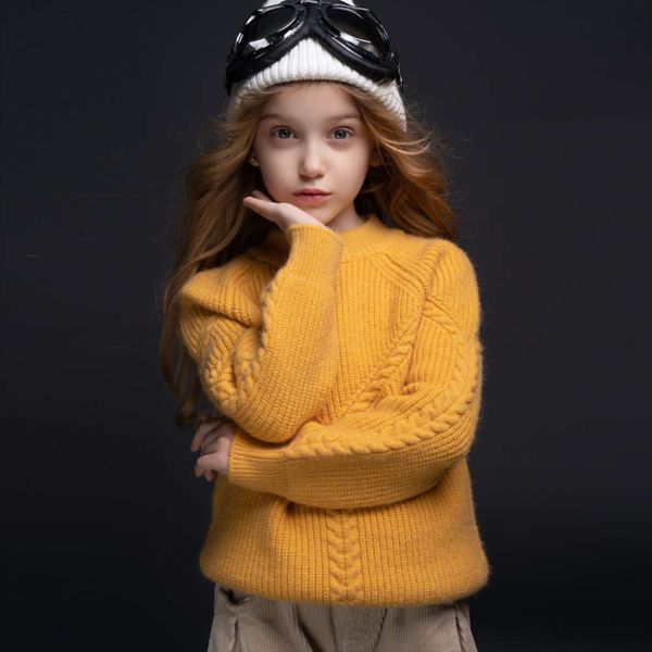 

round neck 2020 new children's cuhk thickened cashmere boy / girl pullover parent child sweater xhl3, Blue