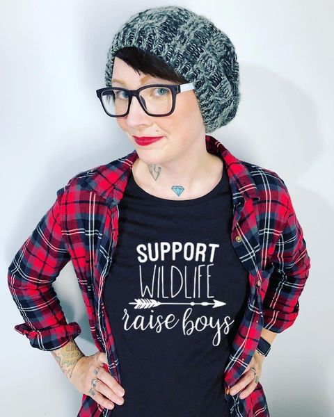 

summer women's t shirt support wildlife raise boys letters printed women o-neck casual funny t-shirt mom shirt mom life shirts, White