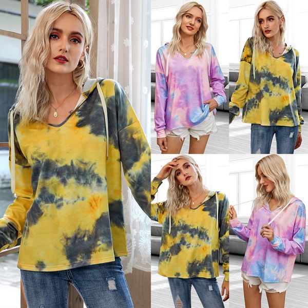 

women's tie dyed hooded sweater in autumn and winter 2020, Black;gray