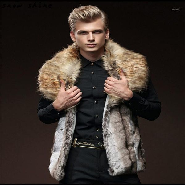 

men's leather & faux wholesale- snowshine #4503 men fur vest jacket sleeveless winter body warm coat long waistcoat gilet 1, Black
