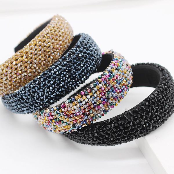 

baroque style handmade padded headdress full crystal tiara headband luxury diamante hairband for women bridal hair accessories, Golden;silver