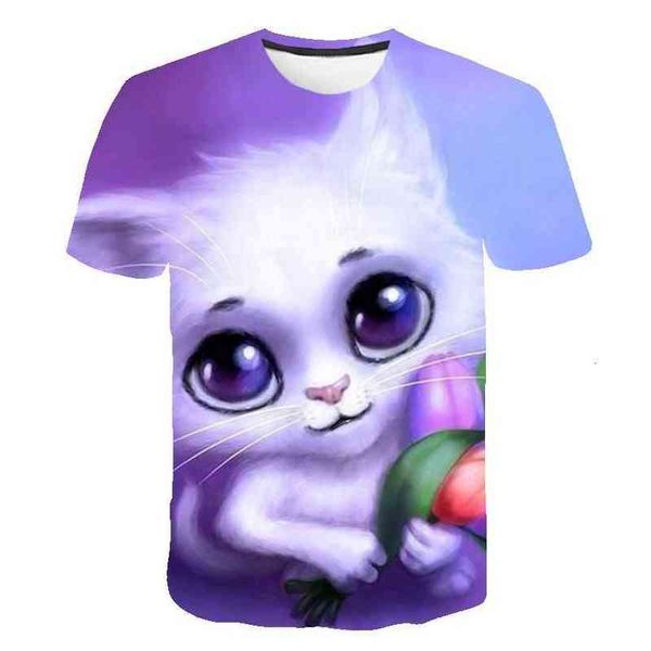 

women's t-shirt 2022 summer t-shirt3d digital printed children's cute cartoon t-shirt for boys and girls, White