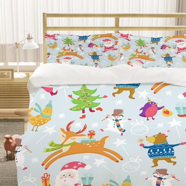 

cartoon merry christmas bedding set /twin/king size christmas decorations home santa claus quilt cover and pillowcase