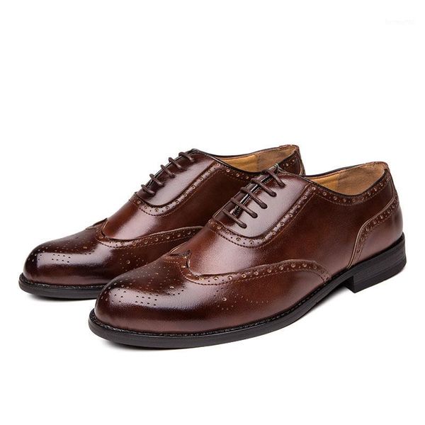 

dress shoes yomior fashion pointed toe soft leather men casual vintage italian wedding brogue shoes1, Black