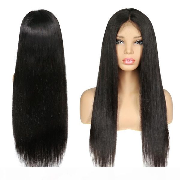 

grade silky straight style and human hair material 360 lace frontal wig brazilian virgin human hair lace front wigs with baby hair, Black;brown