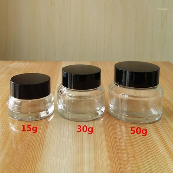 

storage bottles & jars 20pcs 15g/30g/50g empty clear glass refillable lip jar travel face cream pot lotion vials amber cosmetic containers1