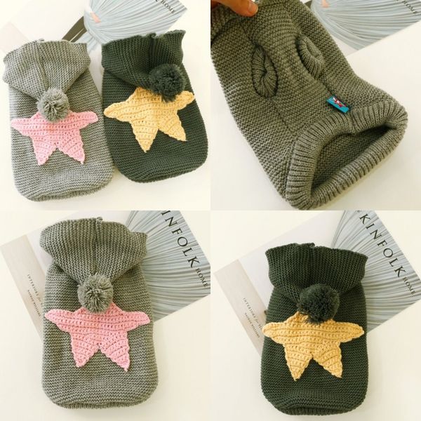 чистый цвет кошек щенок одежда милая многоцветная морская звезда картина питомца зима на открытом воздухе держит теплый кот собак свитер 17c