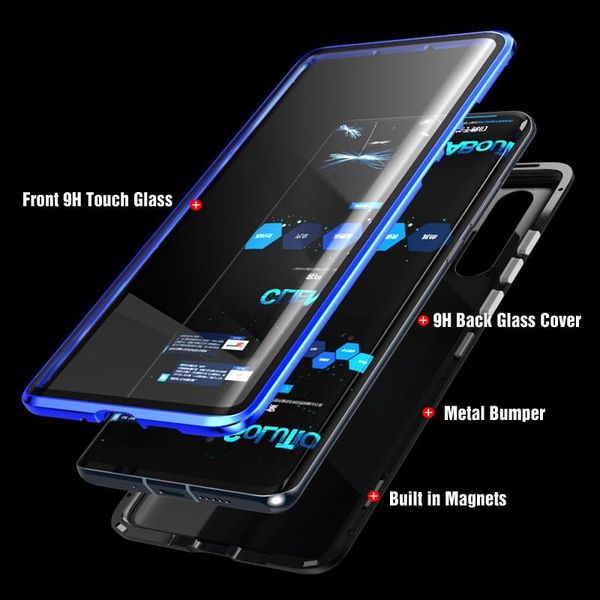 

new magnetic absorption metal cases for huawei nova 3 3i phone back cover 360 double sided tempered glass nova3 nova3i h wmtfdl
