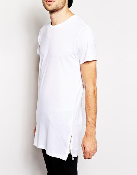 

long t shirt men hip hop black t-shirt longline extra tee for male zipper over size streetwear tshirt kg-661, White;black