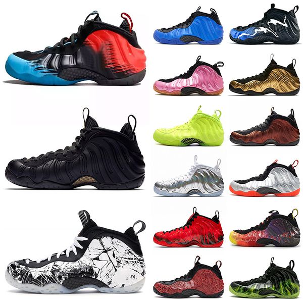 

fashion sport mens womens basketball shoes black metallic gold shattered backboard por volt penny hardaway camo bright crimson trainers, White;red