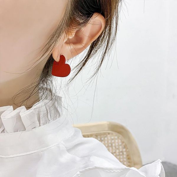 

korean new design fashion women's jewelry sweet alloy paint red love earrings festive letters love earrings, Golden;silver