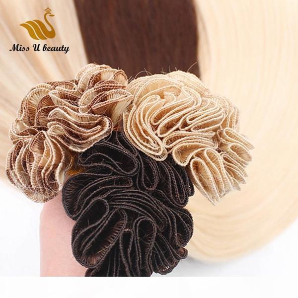 

hand tied hair weft silky straight hair extensions hand tied human hair weaves weft black brown blonde 99j wine red color 200gram