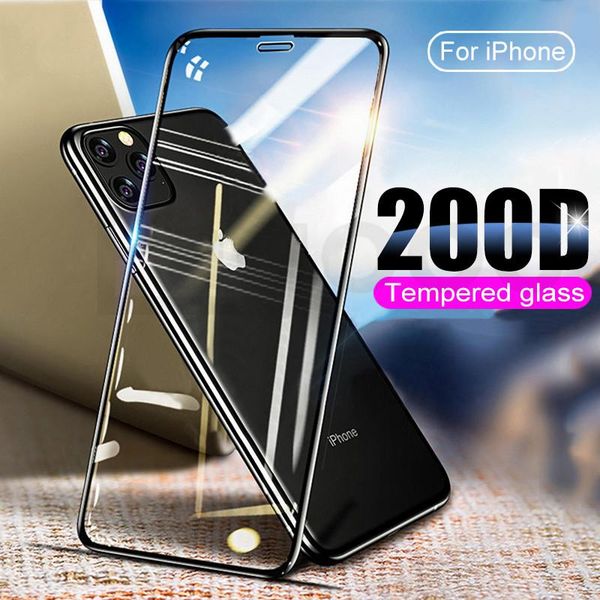

200d curved full cover tempered glass for iphone 6 6s 7 8 plus se x xr protective glass on iphone 11 pro xs max screen protector