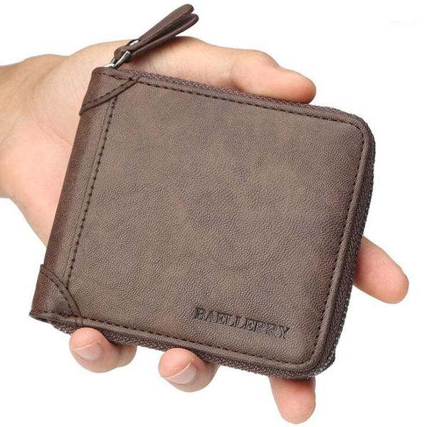 

mens leather wallet men business id card holder billfold small clutch zip purse wallet new coffee coin holder male1, Red;black