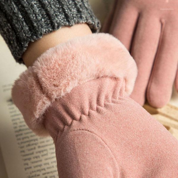 

mid velvet winter ladies gloves plus velvet lining to keep warm and windproof outdoor cycling driving e861, Blue;gray