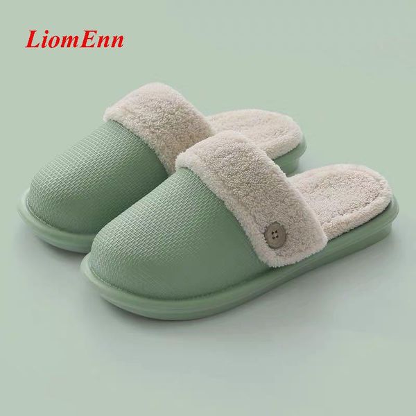 

women winter home slippers shoes man non-slip soft waterproof winter warm house slippers indoor bedroom lovers couples shoes, Black