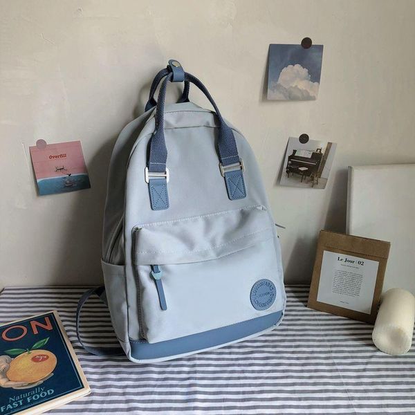 

blue backpack women school bag girls teenage nylon portable design back pack school fresh lightweight college style backbag bbyyfl