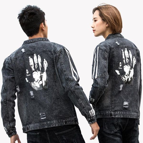 

men's jackets ripped denim clothes trend korean hip-hop loose 2021 spring and autumn clearance youth thin teenagers jacket men, Black;brown