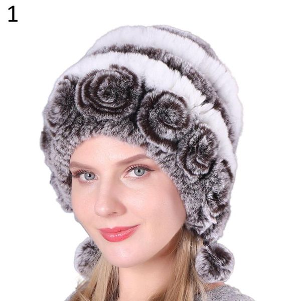 

2020 women's faux fur hat rex beanies hat winter warm knitted pompom caps cold-proof thicken outdoor sports snow ski, Blue;gray