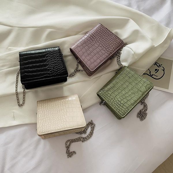 

2020 crocodile pattern bags new versatile fashion bag women's shoulder square sling bag satchel female small chain messenger