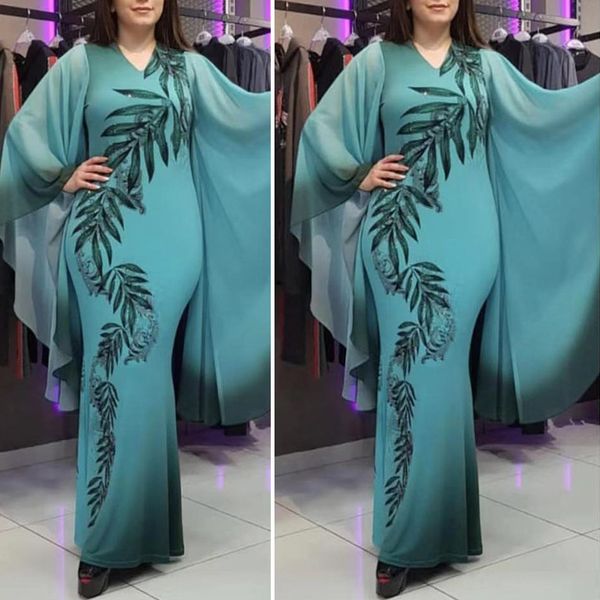 

african women evening dress flower print long sleeve ladies dress wedding party ankara clothes robe africaine femme 2020, Black;gray