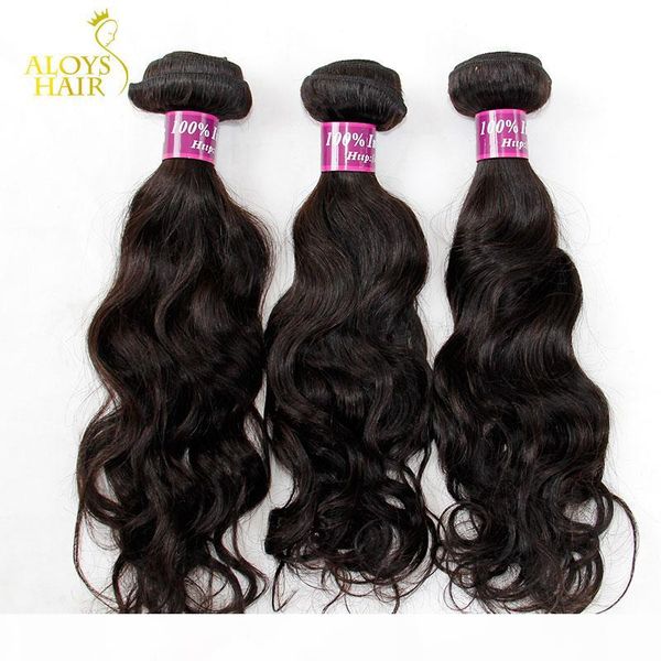 

indian water wave wavy virgin hair weave bundles 3pieces lot unprocessed raw virgin indian remy natural wave wavy human hair weave bundles, Black
