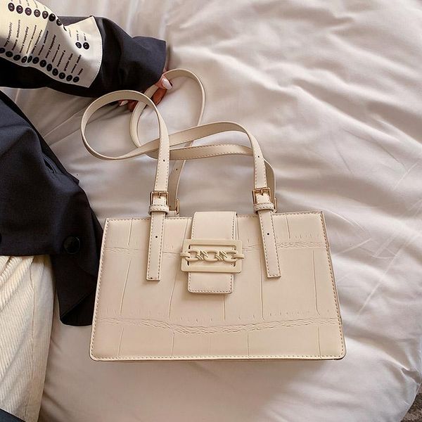 

cross body 2021 crocodile pattern square sling bag with lock women luxury pu shoulder casual lady high-quality leather tote handbag sac
