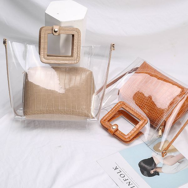

amerler pvc handbags women shoulder bag new fashion summer ladies crossbody bag casual female transparent tote bags