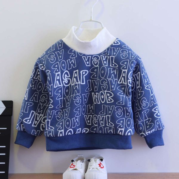 

new clothing autumn and winter 2020 children's korean letter plush sweater boys' casual pullover, Black
