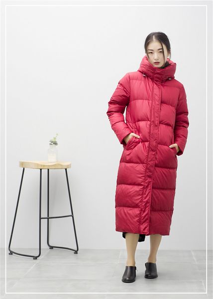 

2021 new for down female white duck jacket long women's parka woman's warm winter coat with hoodie jackets sheltered mujer wxf476, Black