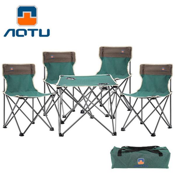 

grade 5 set 4 chairs + 1 table portable lightweight folding hiking camping stool seat chair for fishing picnic bbq