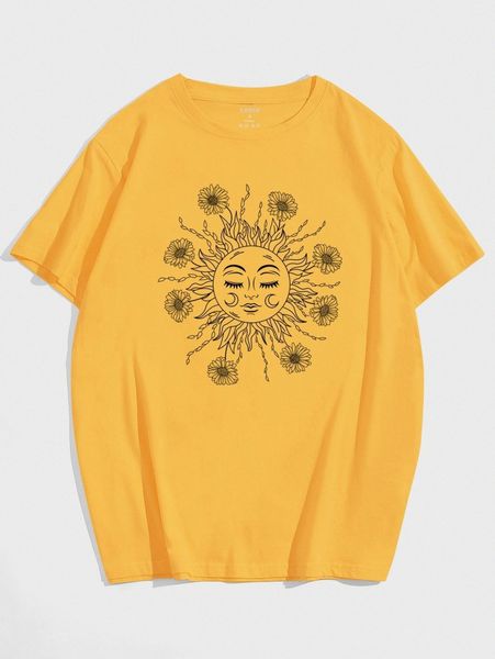

men sun & floral print tee j0no#, White;black