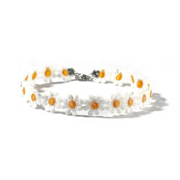 

new fashion jewelry mix design lace daisy flower necklacefor women girl vintage sweet cute velvet choker necklace, Golden;silver