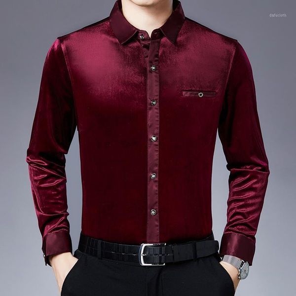 

mens autumn gold velvet shirts male solid color soft clothes long sleeved, White;black