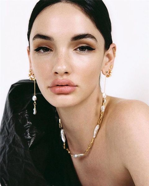 

chokers timeless wonder brass chained baroque pearl linked necklace women jewelry punk gothic designer trendy rare ins fashion 4347, Golden;silver