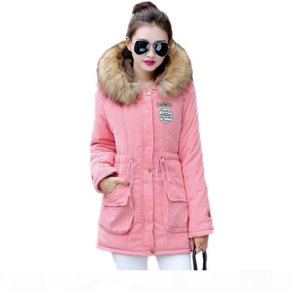 

new long parkas female womens winter jacket coat thick cotton warm jacket womens outwear parkas plus size fur coat 2019, Tan;black
