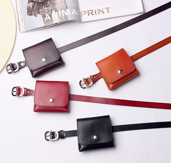 

2020 марка из натуральной кожи площади фанни мешок талии ремни женщины твердые пряжки pin корова кожа талии пачках девушек мини кошелек сумк