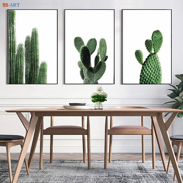 

paintings nordic minimalist cactus canvas painting green plant posters and prints wall art pictures dining room kitchen boho decor1